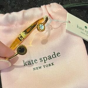 Kate Spade New York Black Spade And Crystal Open Hinged Cuff Bracelet chic ☀️